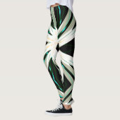 Groene Wit Beige Winter Yoga Starburst Sneeuwvlok Leggings (Links)