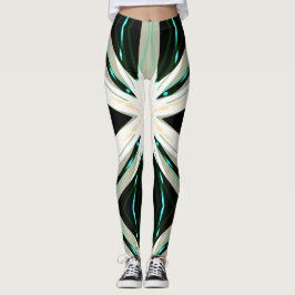 Groene Wit Beige Winter Yoga Starburst Sneeuwvlok Leggings