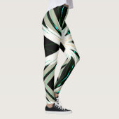 Groene Wit Beige Winter Yoga Starburst Sneeuwvlok Leggings (Rechts)