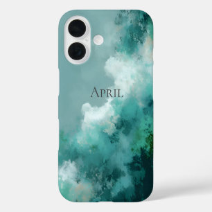 Groene & Witte Abstracte Verf  iPhone 16 Hoesje
