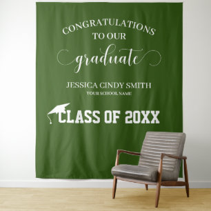 Groene & Witte Afstudeer Foto Booth Prop Tapijt Wandkleed