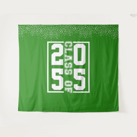 Groene Witte Afstudeerklas van Sportief Lettertype Wandkleed (Voorkant (horizontaal))