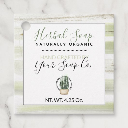 Groene Witte Aquarel Gestreepte #Zeep Hanglabels Bedankjes Labels (Voorkant)