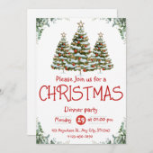 Groene witte aquarel Kerstfeest uitnodiging (Voorkant / Achterkant)