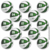 groene witte basketbal op maat 13 spelers sticker (Voorkant)