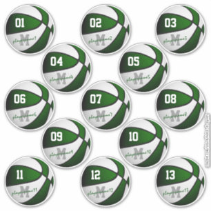 groene witte basketbal op maat 13 spelers sticker