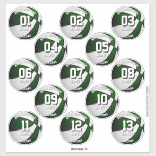 Groene witte basketbal stickers voor 13 atleten