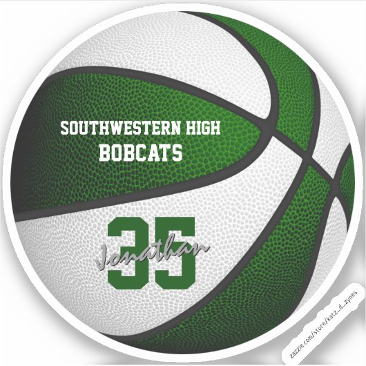 Groene witte basketbaljongens, teamkleuren sticker (Voorkant)