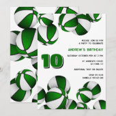 Groene witte basketballen kinder sportverjaardag kaart (Voorkant / Achterkant)