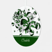 Groene witte basketballen sterren gepersonaliseerd metalen ornament (Voorkant links)