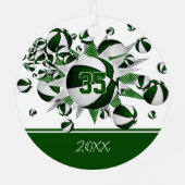 Groene witte basketballen sterren gepersonaliseerd metalen ornament (Achterkant)