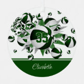 Groene witte basketballen sterren gepersonaliseerd metalen ornament (Voorkant)