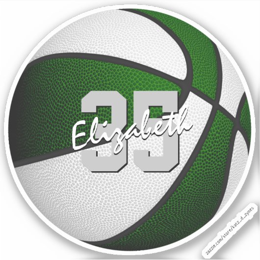groene witte basketbalteamkleuren sticker (Voorkant)