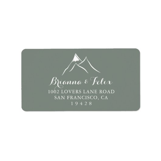 Groene Witte Berg Bruiloft RSVP Adreslabel Etiket (Voorkant)