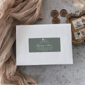 Groene Witte Berg Bruiloft RSVP Adreslabel Etiket