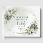 Groene Witte Blad Bruidsdouche Gastenboek (Voorkant)