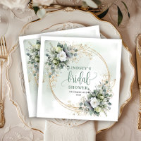 Groene Witte Blad Bruiloft Feestservetten