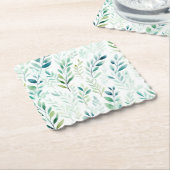 Groene witte bladeren kartonnen onderzetters (Gebogen)