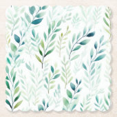 Groene witte bladeren kartonnen onderzetters (Voorkant)