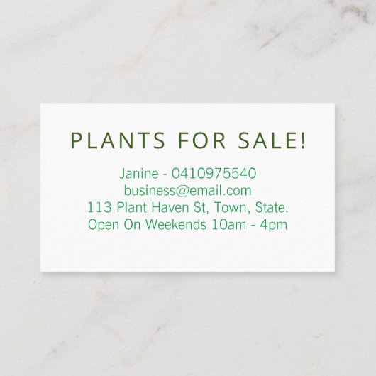 Groene witte bladeren met binnenshuis gekruiste Pl Visitekaartje (Achterkant)