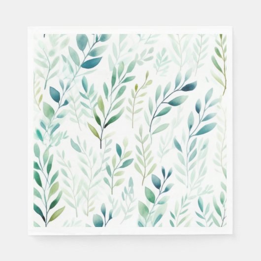 Groene witte bladeren servet (Voorkant)