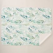 Groene witte bladeren sherpa deken (Voorkant (horizontaal))