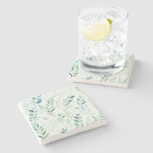 Groene witte bladeren stenen onderzetter (Zijkant)