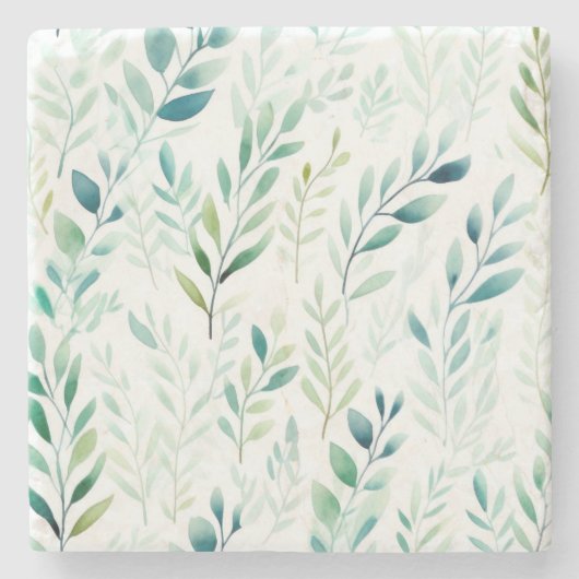 Groene witte bladeren stenen onderzetter (Voorkant)