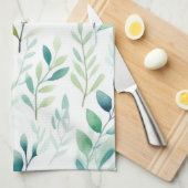 Groene witte bladeren theedoek (Quarter Fold)