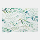 Groene witte bladeren theedoek (Horizontaal)