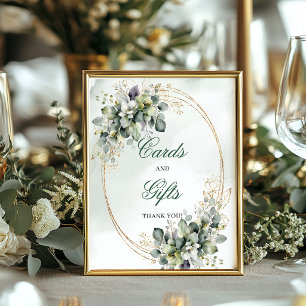 Groene Witte Bladerkaarten En Cadeaotafel Bord Poster
