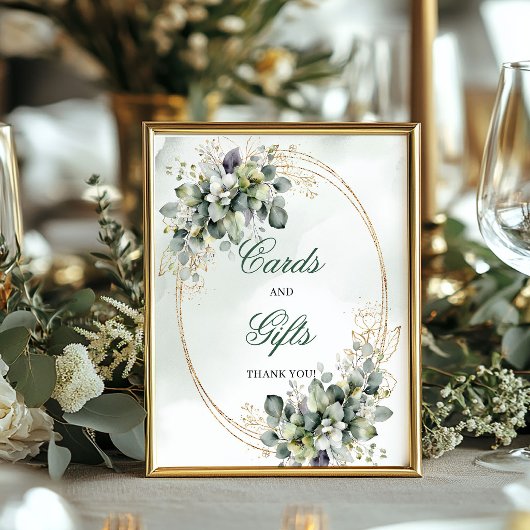 Groene Witte Bladerkaarten En Cadeaotafel Bord Poster