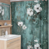 Groene Witte Bloem Floral Douchegordijn