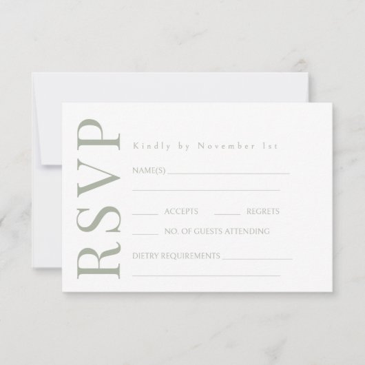 Groene witte bloem rustieke bruiloft RSVP Kaarten (Voorkant)