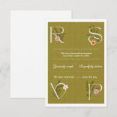 Groene & Witte Bloemdecoratie Bruiloft RSVP  Kaartje (Voorkant / Achterkant)