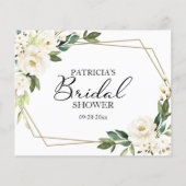 Groene Witte Bloemen Bruiloft Borrel Advieskaarten (Achterkant)