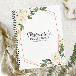 Groene Witte Bloemen Bruiloftsreceptenboek Notitieboek