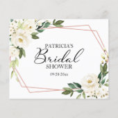 Groene witte bloemen bruiloftsshower advieskaarten (Achterkant)