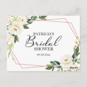 Groene witte bloemen bruiloftsshower advieskaarten briefkaart (Achterkant)