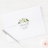 Groene Witte Bloemen Calligrafie Schrift Bedankt Ronde Sticker (Envelop)