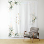 Groene Witte Bloemen Foto Prop Bruiloft Feest Wandkleed (In situ)