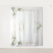 Groene Witte Bloemen Foto Prop Bruiloft Feest Wandkleed (Voorkant)