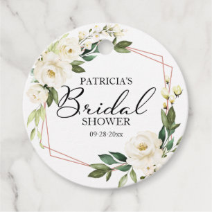 Groene Witte Bloemen Geometrische Bruidsdouche Bedankjes Labels