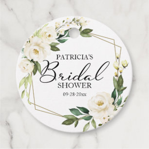 Groene Witte Bloemen Geometrische Bruidsdouche Fav Bedankjes Labels