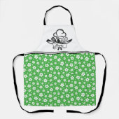 Groene & Witte Bloemen Gepersonaliseerd Schort (Voorkant)