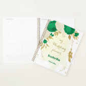 groene witte bloemen gouden botanische bruiloft planner (Display)