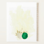 groene witte bloemen gouden botanische bruiloft planner (Achterkant)
