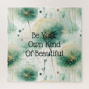 Groene witte bloemen legpuzzel