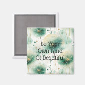 Groene witte bloemen magneet (Voorkant / Achterkant)