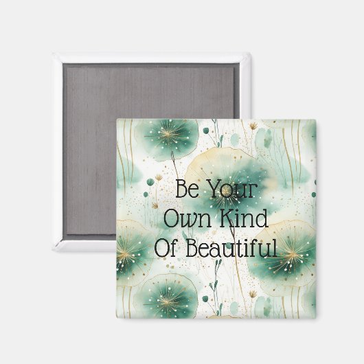 Groene witte bloemen magneet (Voorkant / Achterkant)